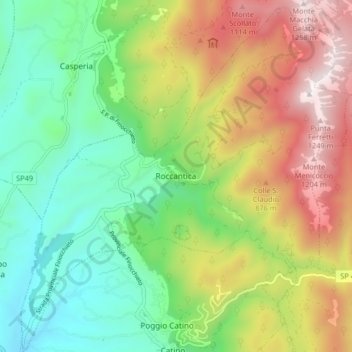 Roccantica topographic map, elevation, terrain