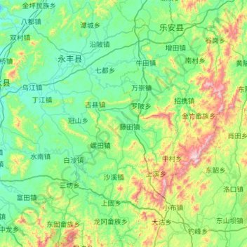 永丰县 topographic map, elevation, terrain