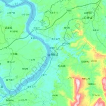 临港街道 topographic map, elevation, terrain