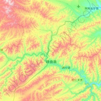 玛艾镇 topographic map, elevation, terrain