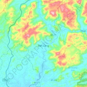 Văn Lăng Commune topographic map, elevation, terrain