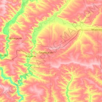 Тацинский район topographic map, elevation, terrain