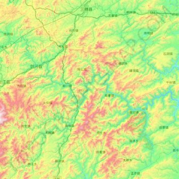 剑河县 topographic map, elevation, terrain
