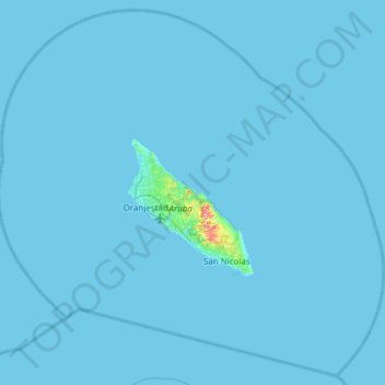 Aruba topographic map, elevation, terrain
