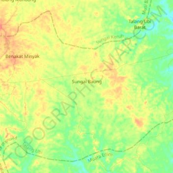 Sungai Baung topographic map, elevation, terrain