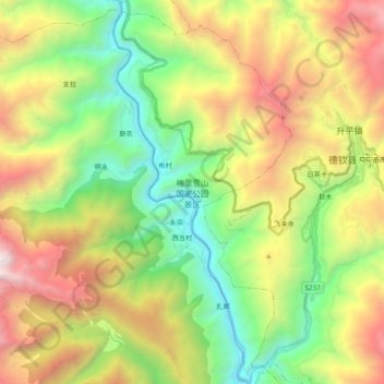Meili Snow Mountain Scenic Area topographic map, elevation, terrain