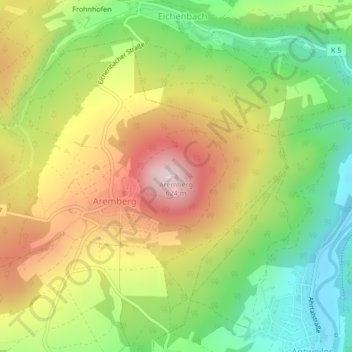 Burg Aremberg topographic map, elevation, terrain