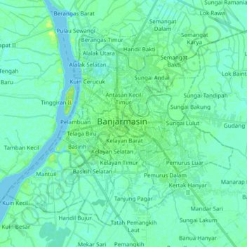 Martapura River topographic map, elevation, terrain