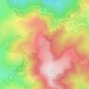 Cromlech d'Okabé topographic map, elevation, terrain