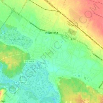 Andriivka topographic map, elevation, terrain