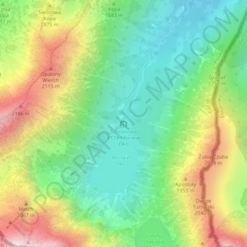 Schronisko PTTK Morskie Oko topographic map, elevation, terrain