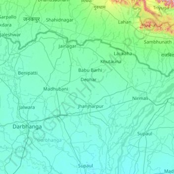 Kamala River topographic map, elevation, terrain