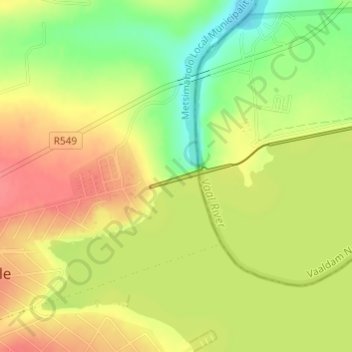 Vaal Dam topographic map, elevation, terrain