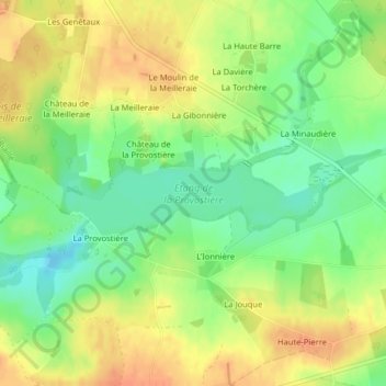 Étang de la Provostière topographic map, elevation, terrain