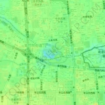 紫竹院公园 topographic map, elevation, terrain