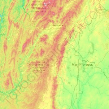 Уралтау topographic map, elevation, terrain