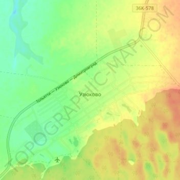 Узюково topographic map, elevation, terrain