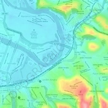 Praça de Esporte e Lazer no bairro Aero topographic map, elevation, terrain