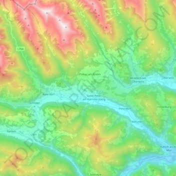 Katschbach topographic map, elevation, terrain