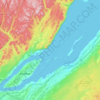 Fleuve Saint-Laurent topographic map, elevation, terrain