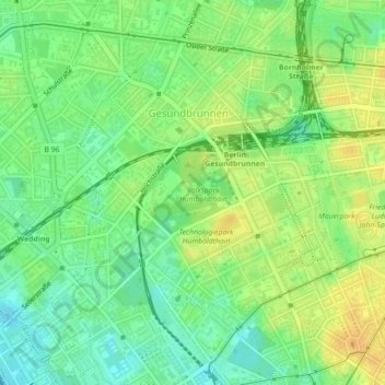 Volkspark Humboldthain topographic map, elevation, terrain