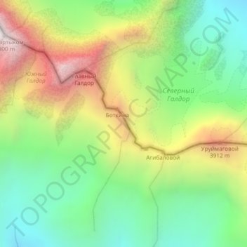 Суганский хребет topographic map, elevation, terrain