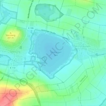 Seeburger See topographic map, elevation, terrain