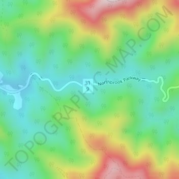 Northbrook Creek topographic map, elevation, terrain