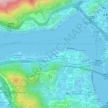 Tsing Yi Northeast Park topographic map, elevation, terrain