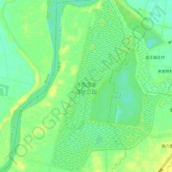 济西国家湿地公园 topographic map, elevation, terrain