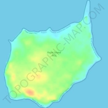 Paget Island topographic map, elevation, terrain
