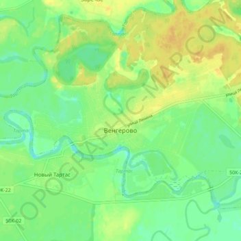 Венгерово topographic map, elevation, terrain