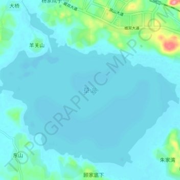 草海 topographic map, elevation, terrain