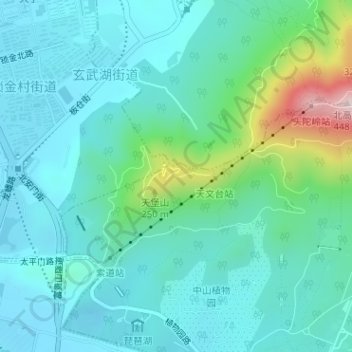 中国科学院紫金山天文台 topographic map, elevation, terrain