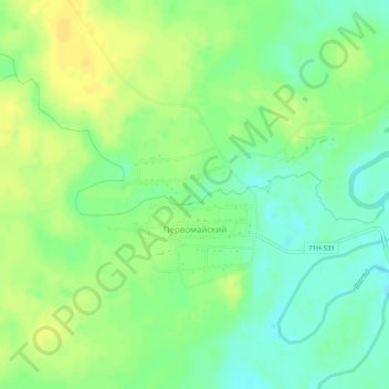 Первомайский topographic map, elevation, terrain