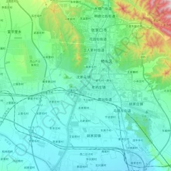 清水河 topographic map, elevation, terrain
