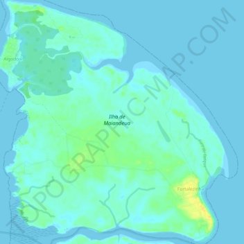 Ilha do Algodoal topographic map, elevation, terrain