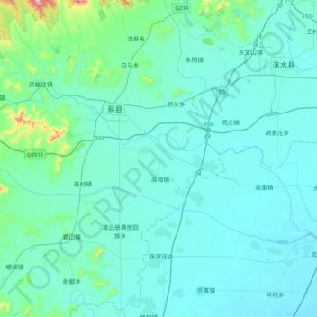 北易水 topographic map, elevation, terrain