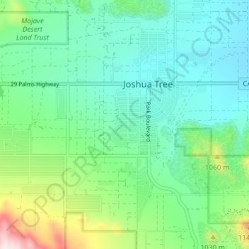 Joshua Tree topographic map, elevation, terrain