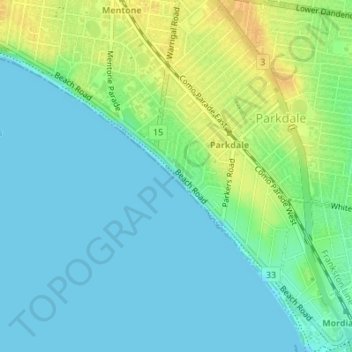 Parkdale Beach topographic map, elevation, terrain