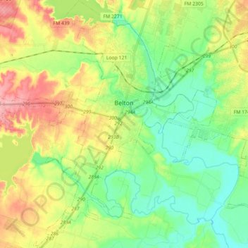 Belton topographic map, elevation, terrain