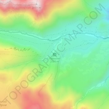 Лакколит topographic map, elevation, terrain