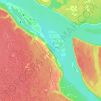 Dehcho Region topographic map, elevation, terrain