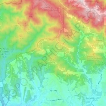 Day Valley topographic map, elevation, terrain