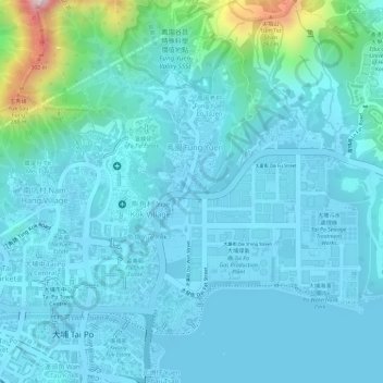 Fung Yuen Playground topographic map, elevation, terrain
