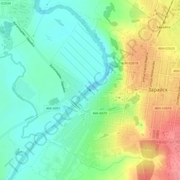квартал Южный topographic map, elevation, terrain