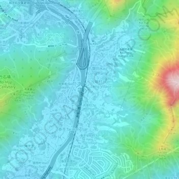 Kau Lung Hang topographic map, elevation, terrain