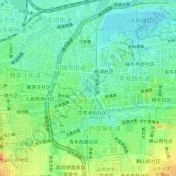 制锦市街道 topographic map, elevation, terrain