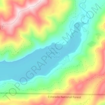 French Meadows Reservoir topographic map, elevation, terrain