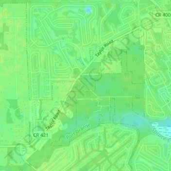 Samsula-Spruce Creek topographic map, elevation, terrain